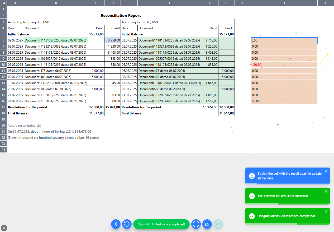 Full application screen view on the Final Stage.
