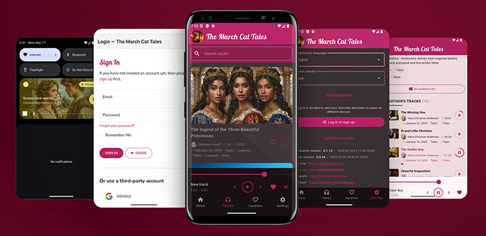 Mobile application screens' previews.