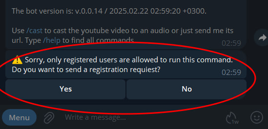 Regiired registration warning.
