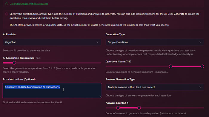 AI-powered question generation with full review and approval workflow. (v.0.1.4)
