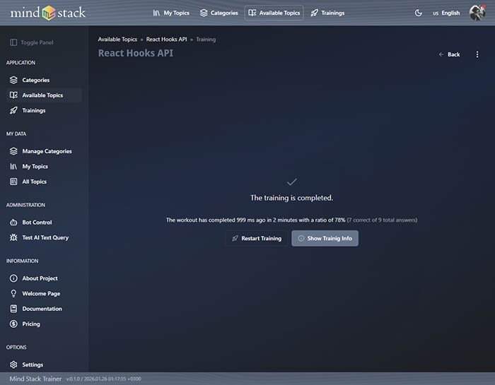 Workout completion screen.