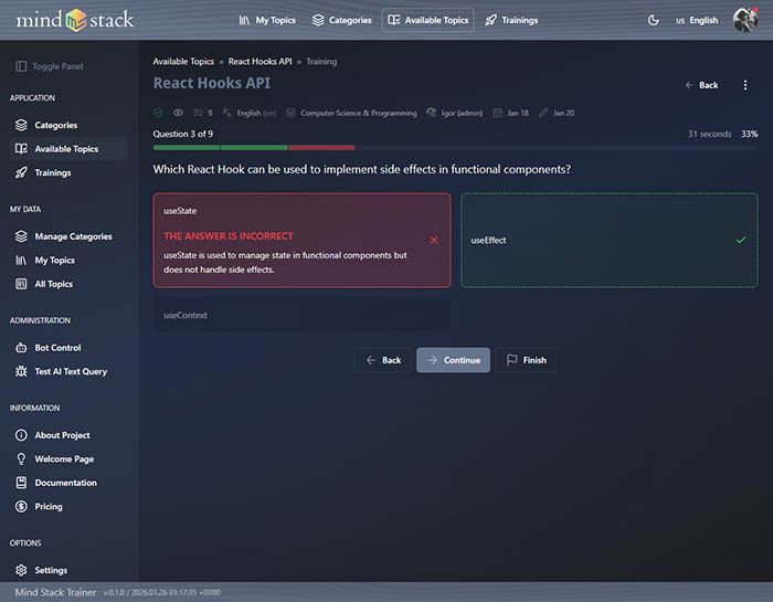 Learning from mistakes with comprehensive answer breakdowns.