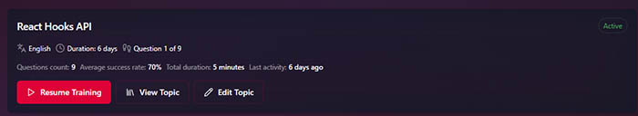 Detailed view of a single training session with statistics.