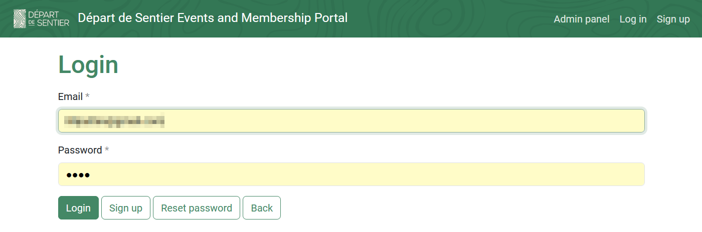 Profile login form.